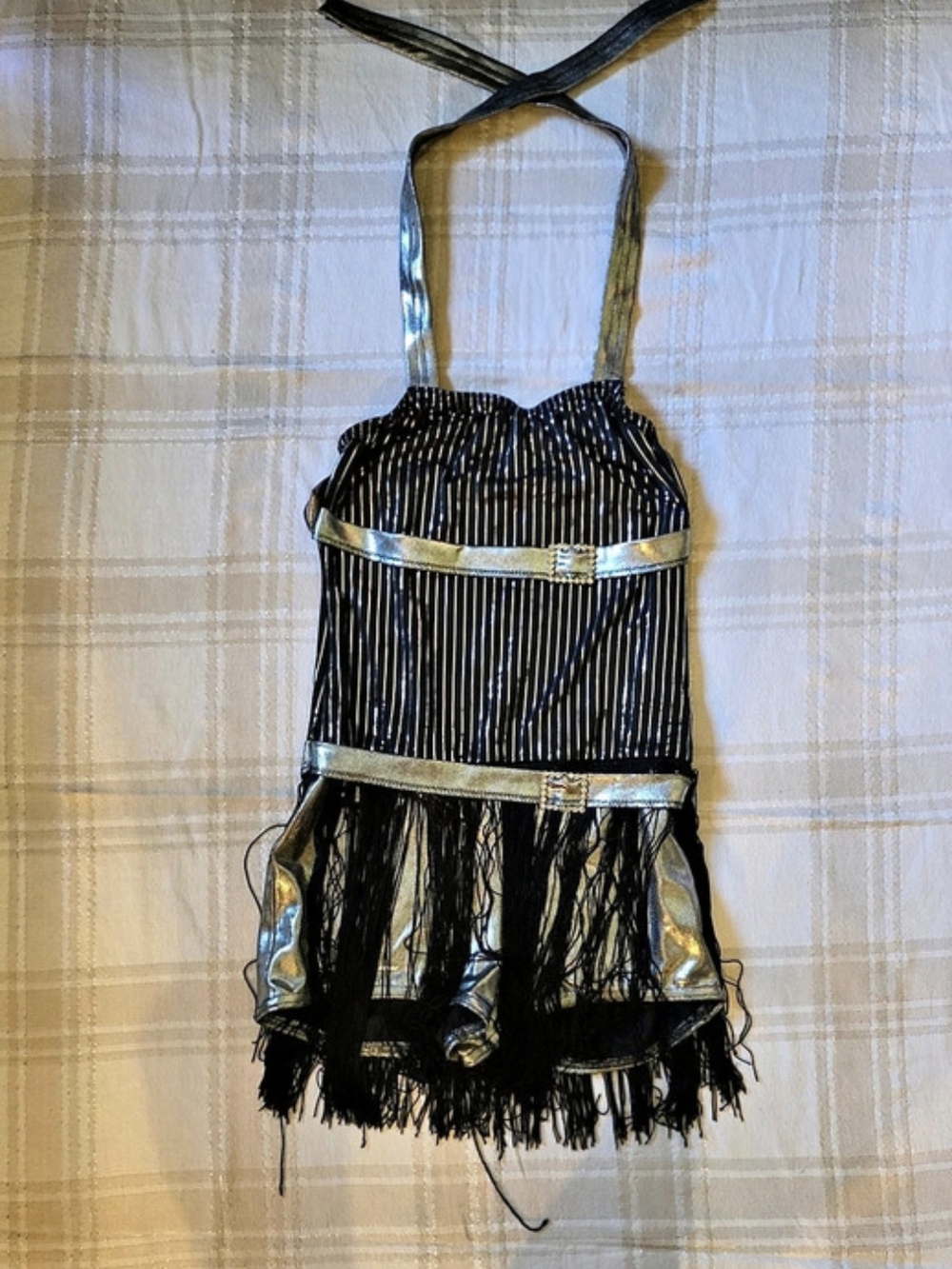 Black & Gold Flapper Fringe Mini Dress